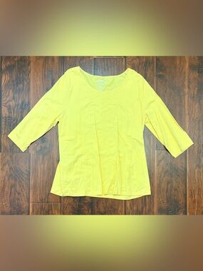 Venezia Yellow 3/4 Sleeve Scoop Neck Top Size 14/16